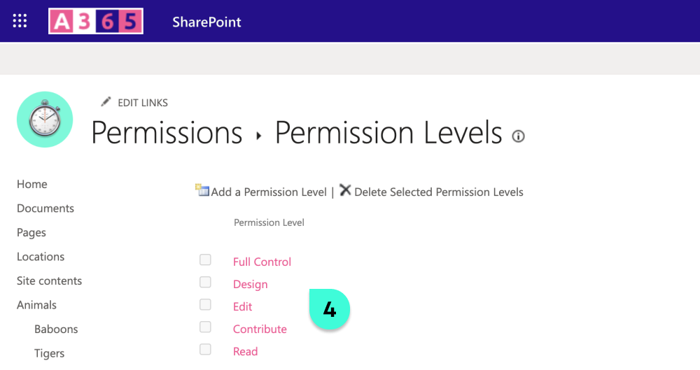 How to edit a SharePoint Online permission level 4