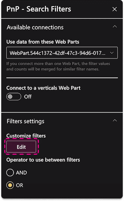 Add and configure the Search Filters web part