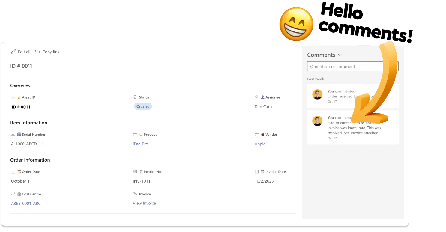 Using the built in commments functionality