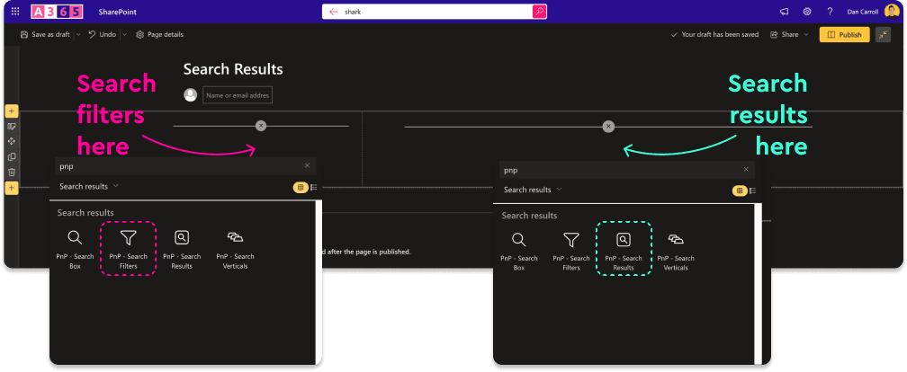 Adding PnP Modern Search web parts to a page