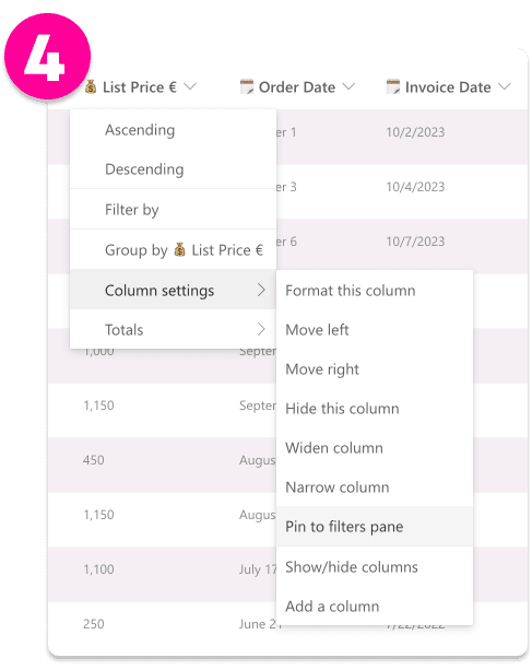 Setup list filters