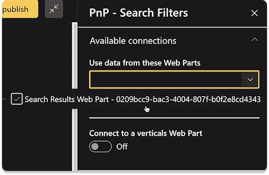 Add and configure the Search Filters web part